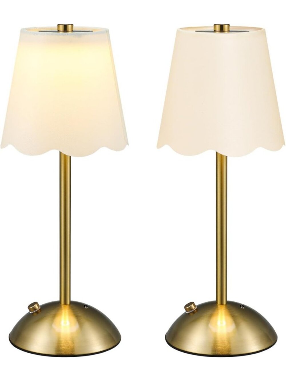 2 Pack Touch Control Rechargeable Cordless Table Lamps - Dimmable Gold Desk